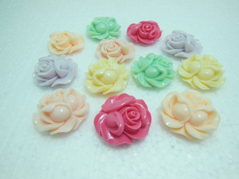 100 Flower Hairclip Headband Jewelry Finding Bead Mixed 35mm Dia - Click Image to Close